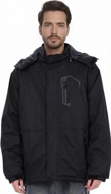 Men's Waterproof Ski Winter Jacket with Detachable Hood, (L), Warm Windproof
